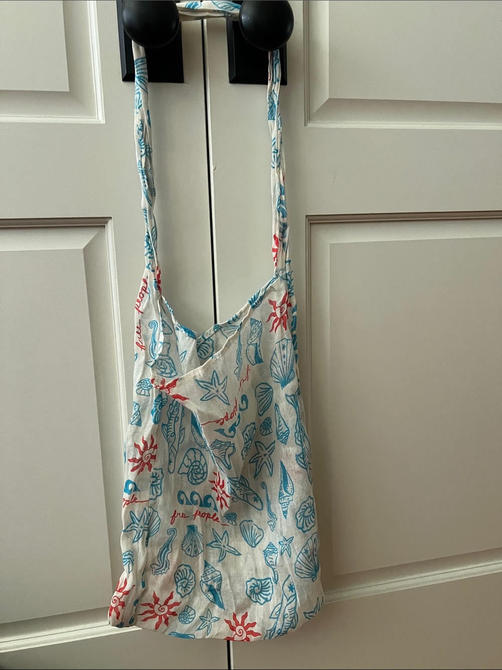 Free People Gauzy Nautical Print Tote Blue/Red
